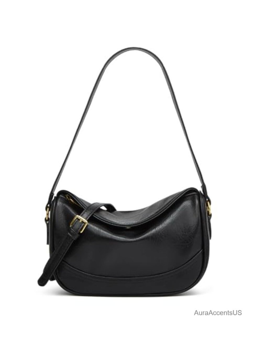 Vintage Soft Faux Leather Shoulder Bag Adjustable Detachable Hobo Crossbody